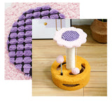 Yellow And Pink Sunflower Cat Scratching Post - 35cm Sisal Cat Tree with Plush Toys for Small Cats