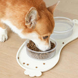 White Non-Slip Pet Feeding Mat - Waterproof Dog & Cat Food Bowl Placemat with Raised Edges