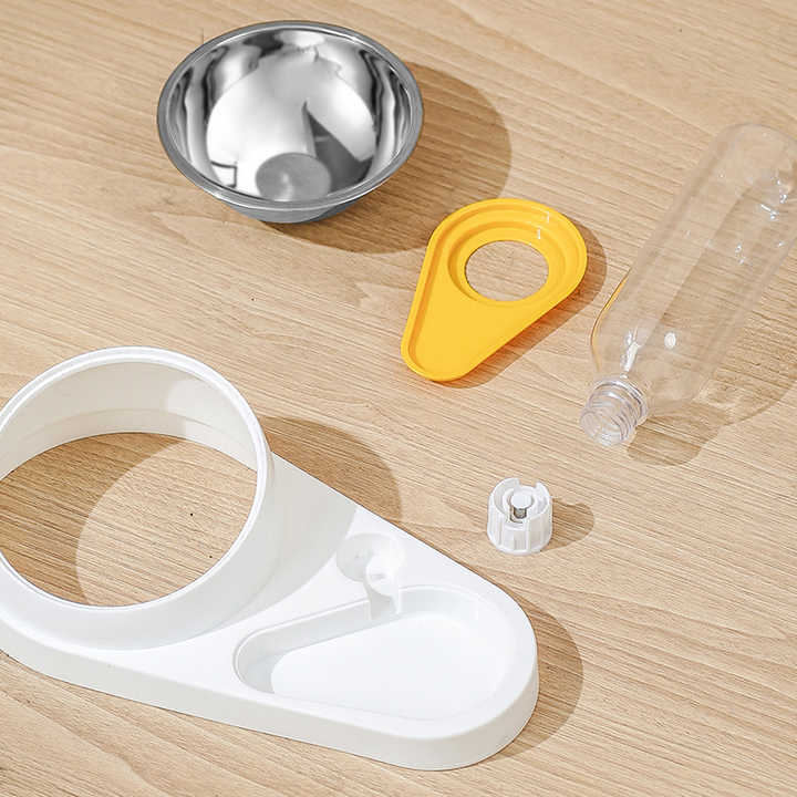 Blue Pet Bowl Set with Automatic Gravity Water Dispenser - Stainless Steel & PP Feeder Station