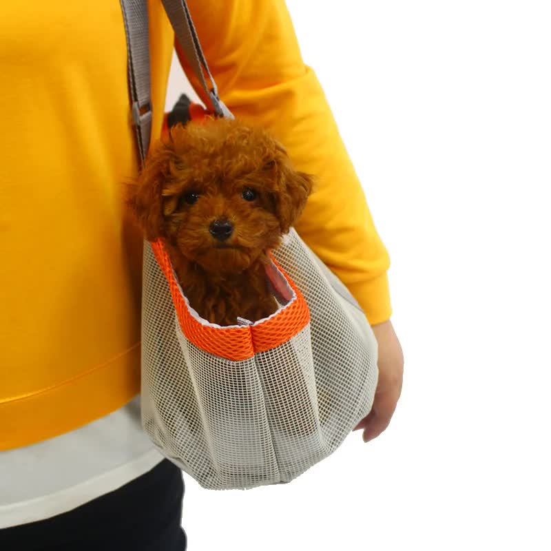 Grey And Red Lightweight Breathable Mesh Pet Carrier Handbag - Portable Travel Tote for Small Dogs & Cats up to 8kg