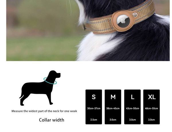 M Black Secure Nylon Dog Collar with Built-in Apple AirTag (not included) Holder Case - Pet Tracker Accessory