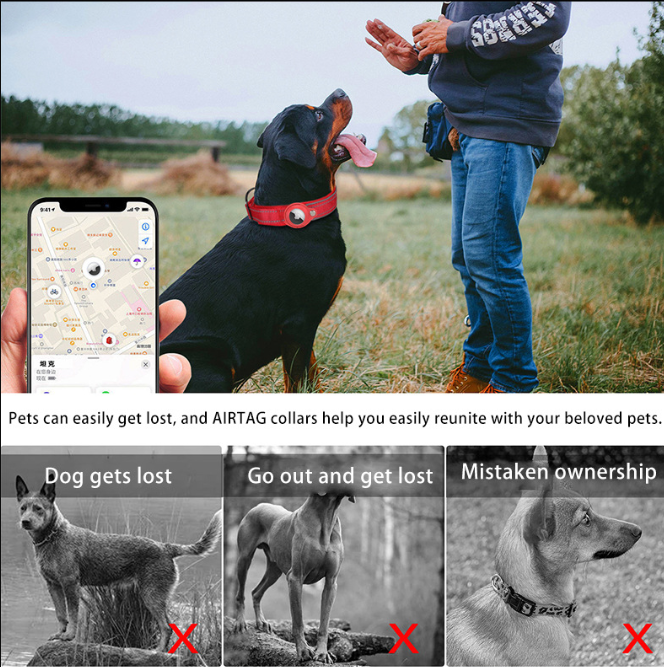 XL Pink Secure Nylon Dog Collar with Built-in Apple AirTag (not included) Holder Case - Pet Tracker Accessory