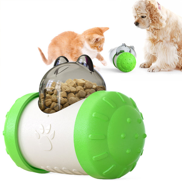 Pet Tumbler Treat Dispenser Ball Interactive Feeding Toy for Dogs and Cats(Green and white)