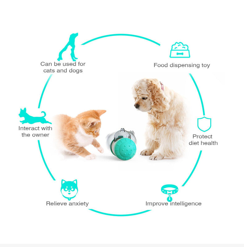 Pet Tumbler Treat Dispenser Ball Interactive Feeding Toy for Dogs and Cats(Green and white)