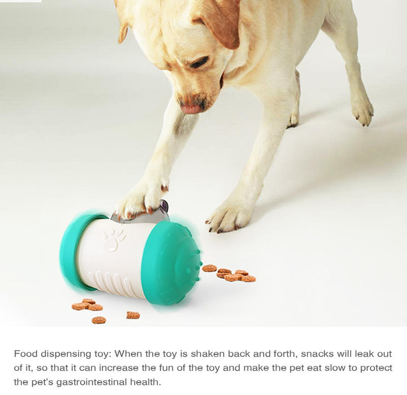Pet Tumbler Treat Dispenser Ball Interactive Feeding Toy for Dogs and Cats(Green and white)