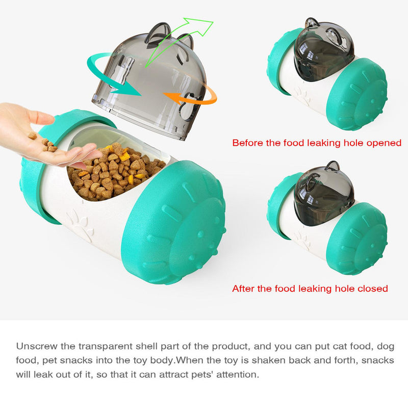 Pet Tumbler Treat Dispenser Ball Interactive Feeding Toy for Dogs and Cats(Green and white)