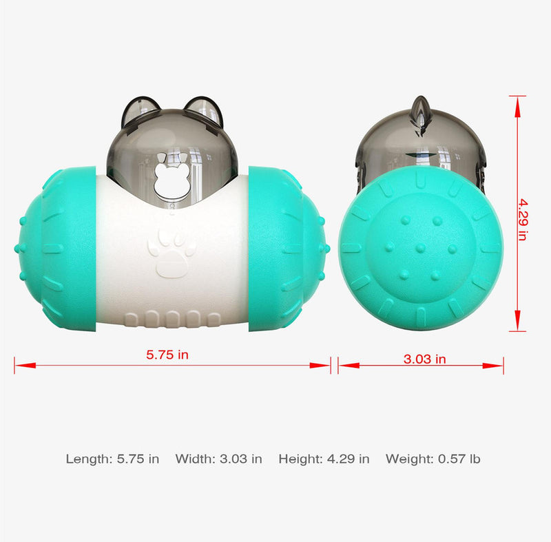 Pet Tumbler Treat Dispenser Ball Interactive Feeding Toy for Dogs and Cats(Green and white)