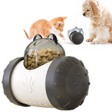 Pet Tumbler Treat Dispenser Ball Interactive Feeding Toy for Dogs and Cats(Black and white)