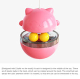 Cat Teaser Cup Toy, Interactive Treat Dispensing Ball with Wand (Red)