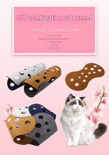 DIY Felt Cat Tunnel - Foldable Egg Roll-Shaped Pet Toy with Multiple Holes(Dark Gray + Orange)