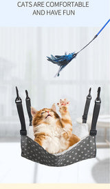 Cat Cage Hammock - Adjustable Double-Sided Pet Swing Bed with Hooks(Red Star)