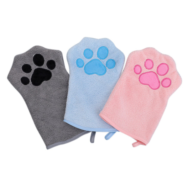 Adorable Pet Paw Grooming & Drying Mitt - Super Absorbent Fleece Material(pink)