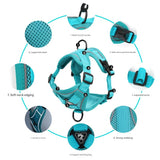 Blue Reflective Mesh Dog Harness and Leash Set - Adjustable No-Pull Vest - S