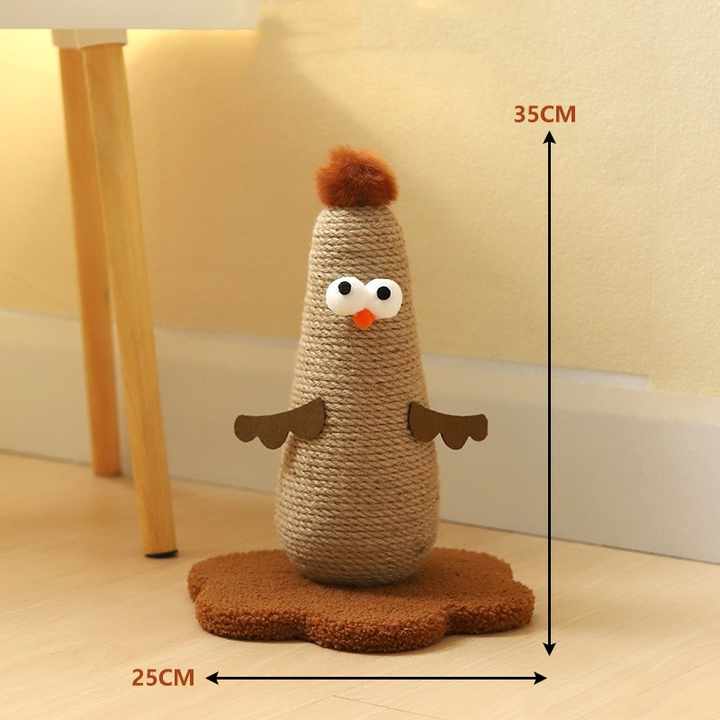 Yellow Adorable Chick Cat Scratching Post - Durable Sisal Rope Scratcher Toy for Cats & Kittens