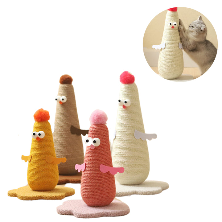 Yellow Adorable Chick Cat Scratching Post - Durable Sisal Rope Scratcher Toy for Cats & Kittens