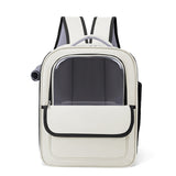 Beige And Black Spacious Pet Carrier Backpack with Clear Window - Comfortable Travel Bag for Cats & Small Dogs