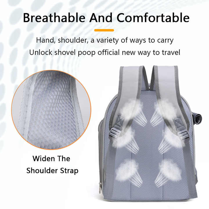 Beige And Black Spacious Pet Carrier Backpack with Clear Window - Comfortable Travel Bag for Cats & Small Dogs