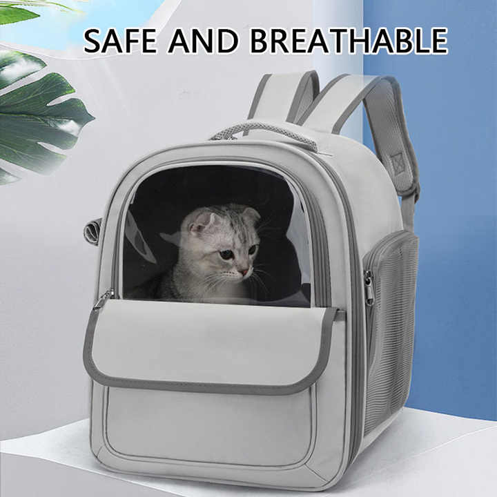 Beige And Yellow Spacious Pet Carrier Backpack with Clear Window - Comfortable Travel Bag for Cats & Small Dogs
