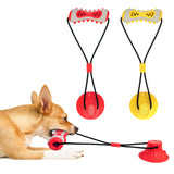 Yellow Interactive Dog Suction Cup Tug Toy - Durable TPR Chew & Treat Dispenser for Teeth Cleaning & Solo Play