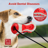 Yellow Interactive Dog Suction Cup Tug Toy - Durable TPR Chew & Treat Dispenser for Teeth Cleaning & Solo Play