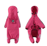 XXL Pink And Gray Trim Waterproof Four-Legged Dog Raincoat with Leash Hole for Small Breeds