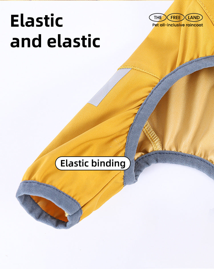 S Purple And Gray Trim Waterproof Four-Legged Dog Raincoat with Leash Hole for Small Breeds