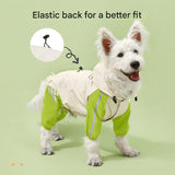 Colorblock (Beige blue) Dog Raincoat - Waterproof with Hood and Reflective Strips (Size M)