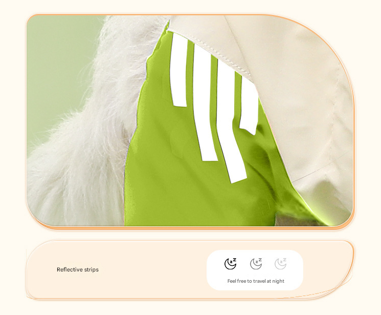 Colorblock (Beige blue) Dog Raincoat - Waterproof with Hood and Reflective Strips (Size M)