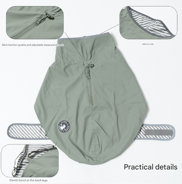 75# Yellow Waterproof Reflective Dog Raincoat for Small to Large Dogs