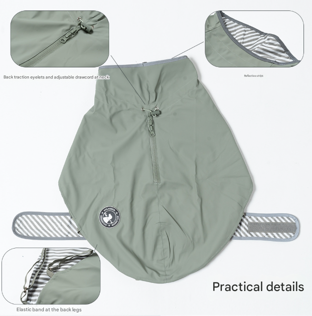 75# Yellow Waterproof Reflective Dog Raincoat for Small to Large Dogs