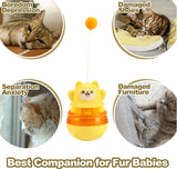 2-Piece Pink Interactive Cat Tumbler Toy - 3-in-1 Treat Dispensing Puzzle Feeder with Ball Track & Teaser Wand